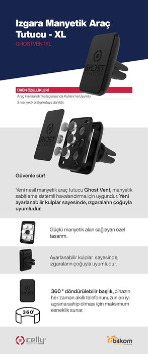 Celly Magnetic Holder Ghost Vent XL Black