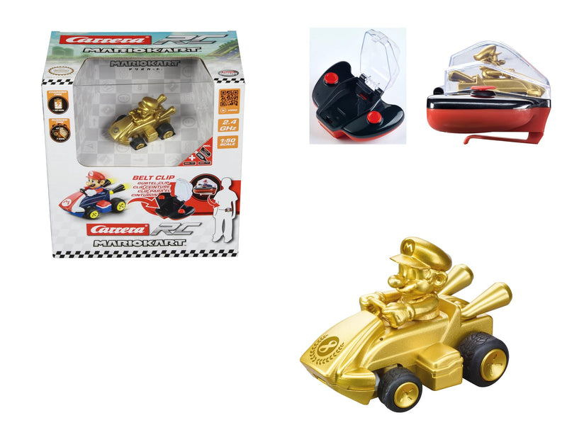 Carrera RC Mario Kart Mini RC Mario Gold, For Children and Adults, Boys & Girls, Unique Original Licence, Instant Driving Fun with Ready to Run, Authentic Mario Kart Experience