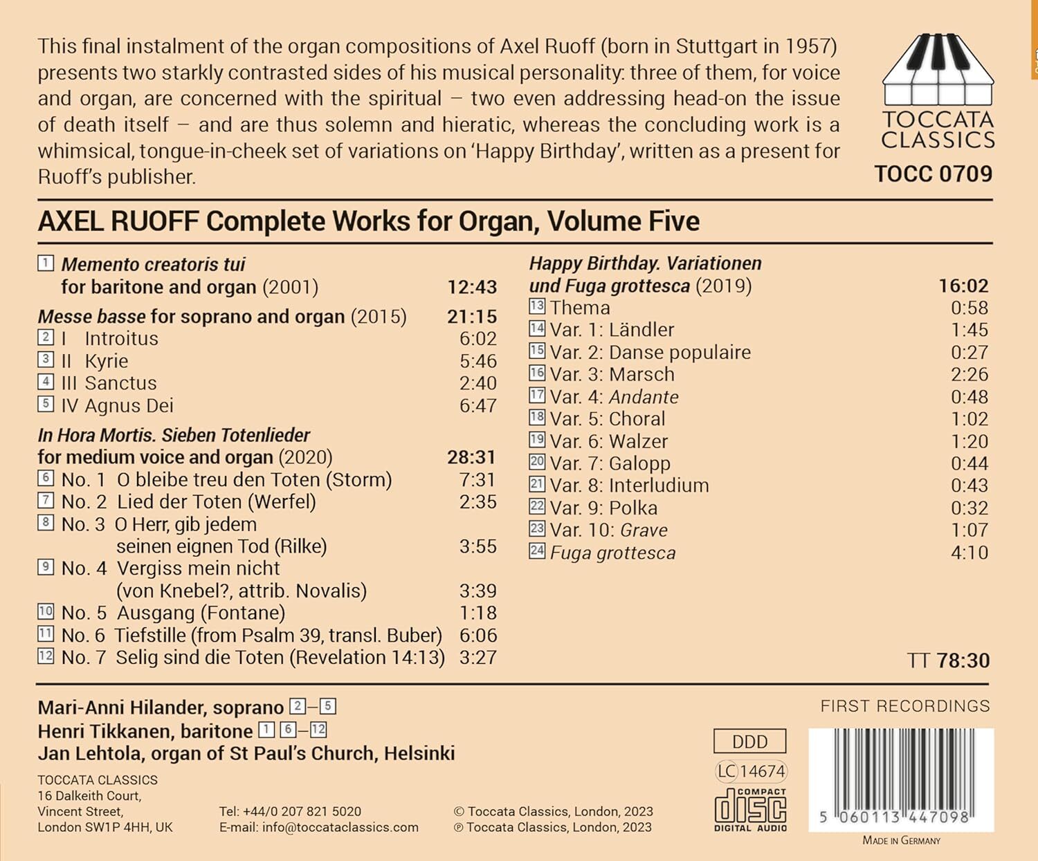 Axel Ruoff: Complete Works for Organ - Volume 5
