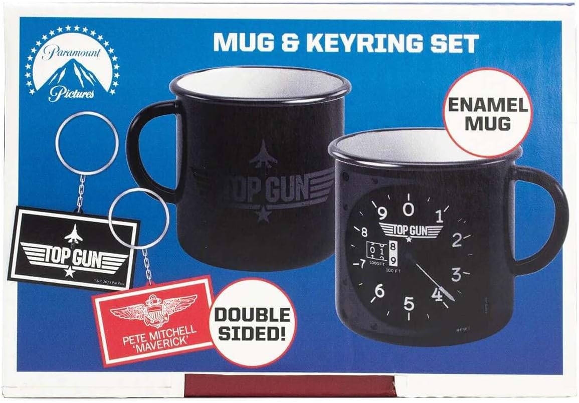 Blue Sky Studios Classic Top Gun Logo and Maverick Enamel Mug and Keyring Gift Set with Presentation Box