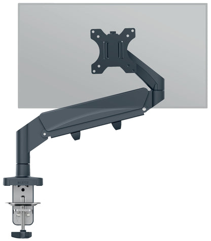 Leitz Ergo Space Saving Single Monitor Arm, Dark Grey Monitor Arm for Up to 32" Monitors, Velvet Grey, 64890089
