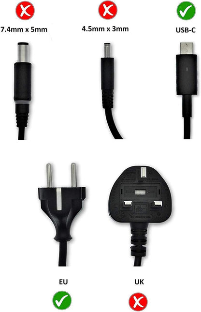 Genuine Dell Latitude 5289 2-In-1 7289 2-In-1 7390 2-In-1 7212 Rugged Extreme Tablet 90w USB-C Type-C AC Power Adapter Charger LA90PM170 450-AGOD 450-AGOQ TDK33