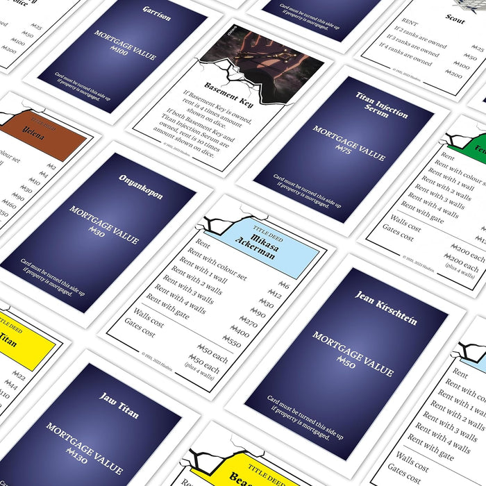 Winning Moves Attack on Titan The Final Season Monopoly Board Game, buy Eren Jaeger, Colossal Titan, Gabi Braun, Yelena and trade your way to success, makes a great gift for ages 12 plus