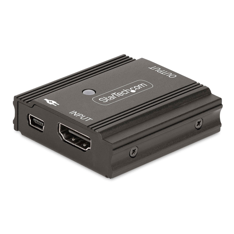 StarTech.com 33ft (10m) 8K 60Hz HDMI Signal Booster, Active HDMI 2.1 Inline Repeater and Video Signal Amplifier up to 8K 60Hz/4K 144Hz, Compact HDMI Cable Extender (33FT-8K-HDMI-BOOSTER