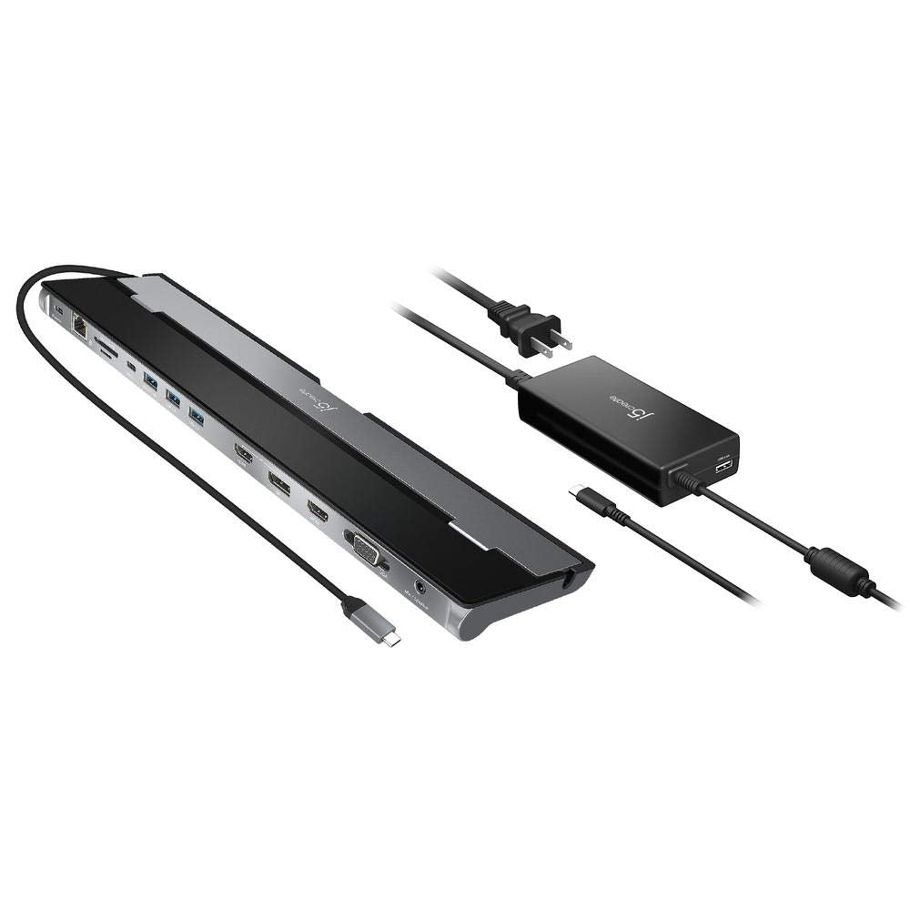 j5create USB-C Hub 13-in-1 Triple Display Docking Station with 100W Power Delivery Adapter | Perfect for MacBook Pro, Surface Pro/Go, Surfacebook, Dell, XPS, and other USB-C Laptops