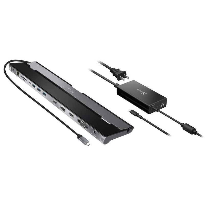 j5create USB-C Hub 13-in-1 Triple Display Docking Station with 100W Power Delivery Adapter | Perfect for MacBook Pro, Surface Pro/Go, Surfacebook, Dell, XPS, and other USB-C Laptops