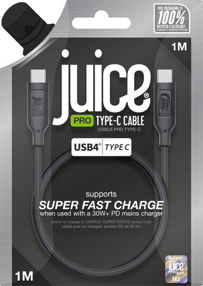 Juice 4.0 Type C cable. Type C to Type C, Fast charging, Durable, iPhone 15, 15 Pro, Samsung, Oppo, Nokia, LG and may more compatible (Black