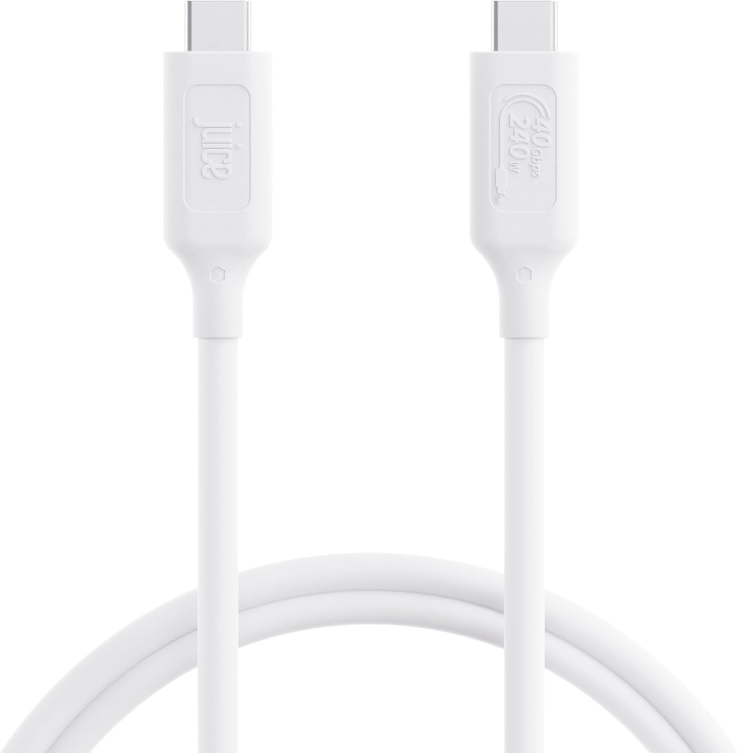 Juice 4.0 Type C cable. Type C to Type C, Fast charging, Durable, iPhone 15, 15 Pro, Samsung, Oppo, Nokia, LG and may more compatible (White)