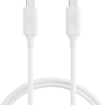 Juice 4.0 Type C cable. Type C to Type C, Fast charging, Durable, iPhone 15, 15 Pro, Samsung, Oppo, Nokia, LG and may more compatible (White)