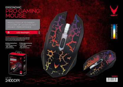 Varr VGM-B02 800-1200-1600-2400 DPI LED Black Gaming Mouse