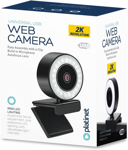 Webcam 1080P With Microphone- Ring Light Noise Cancelling