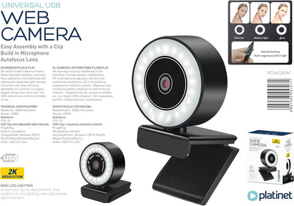 Webcam 1080P With Microphone- Ring Light Noise Cancelling