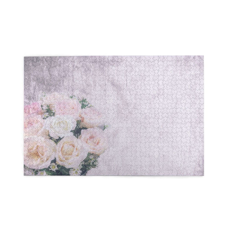 1000 piece puzzle, overlay dirty concrete wallpaper and background flowers bouquet, picture puzzle game for adults and kids family wedding graduation gifts