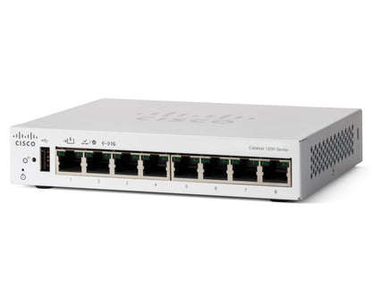 Cisco Catalyst 1200-8T-D Smart Switch, 8 Port GE, Ext PS, Desktop, Limited Lifetime Protection (C1200-8T-D