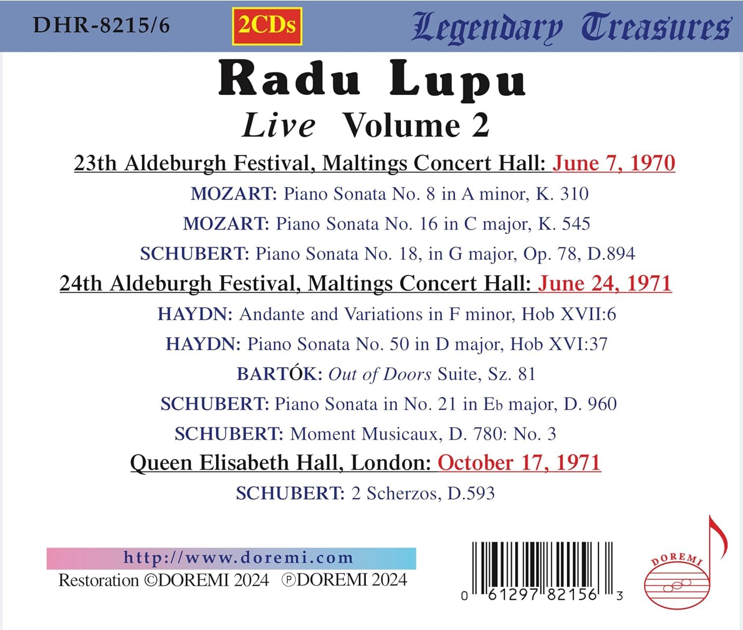 Radu Lupu: Live - Volume 2