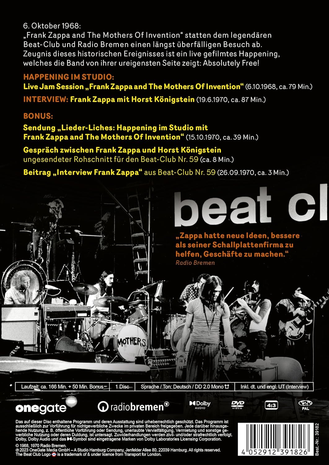 Frank Zappa & The Mothers Of Invention - The Beat-Club Session - Live 1968