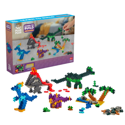 Plus-Plus Learn to Build Dinosaurs - 600 pieces - Creative Play, Building Blocks, Building, Developing Toys for Kids, STEM, STEAM, Produced in Denmark