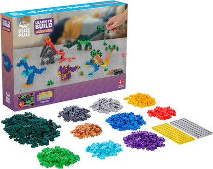 Plus-Plus Learn to Build Dinosaurs - 600 pieces - Creative Play, Building Blocks, Building, Developing Toys for Kids, STEM, STEAM, Produced in Denmark