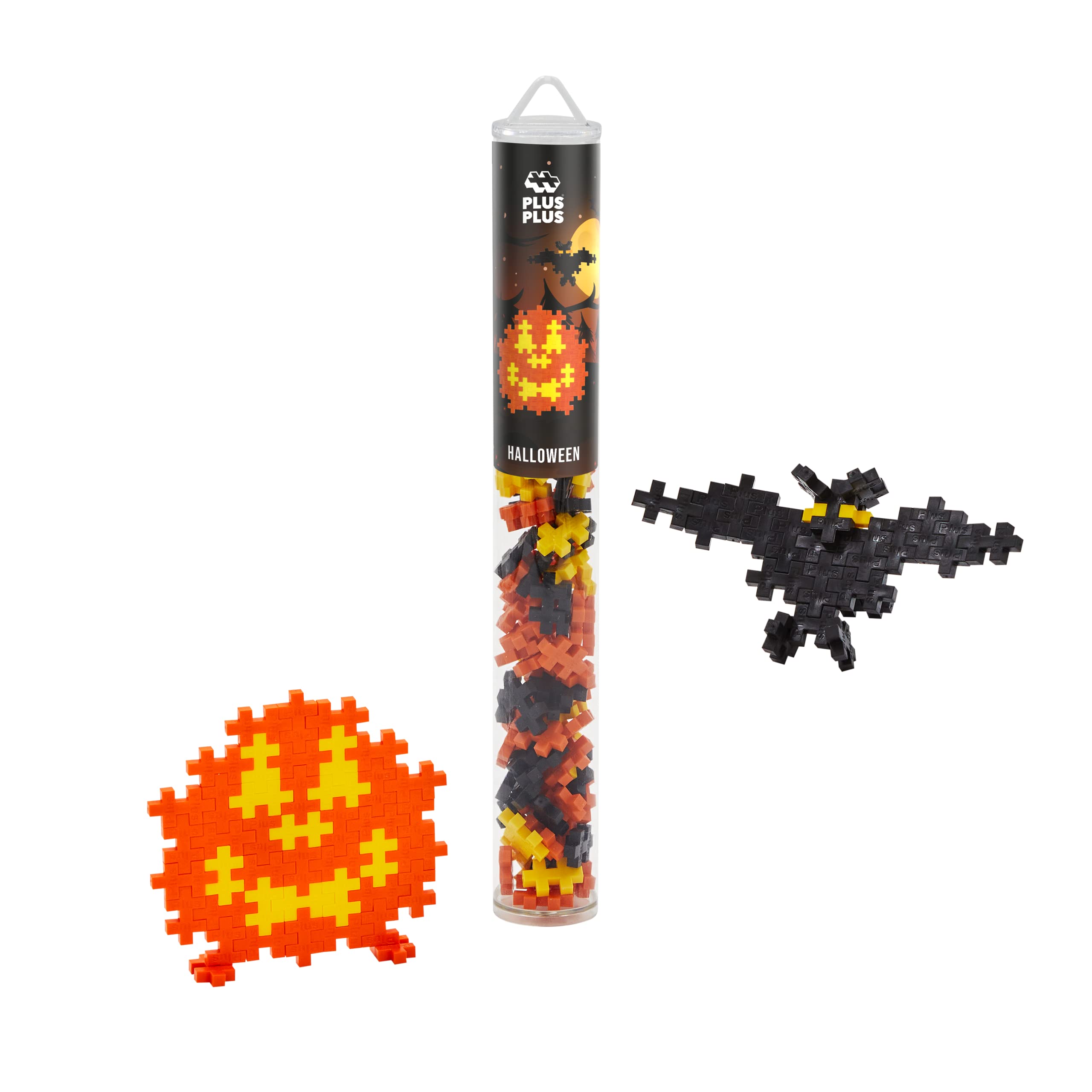 Plus-Plus 4291 Ingenious Construction Toy Halloween Creative Building Blocks Tube Bat Pumpkin 100 Pieces Bat & Pumpkin