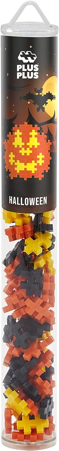 Plus-Plus 4291 Ingenious Construction Toy Halloween Creative Building Blocks Tube Bat Pumpkin 100 Pieces Bat & Pumpkin