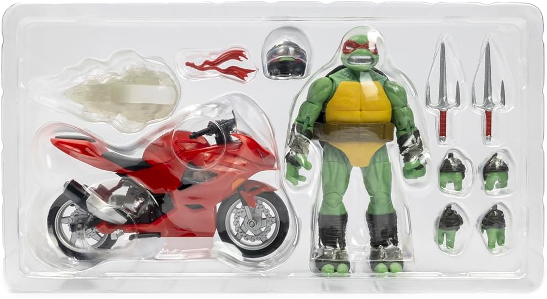 Tortues Ninja figurine et véhicule BST AXN Raphael avec moto (IDW Comics) 13 cm
