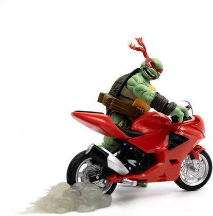 Tortues Ninja figurine et véhicule BST AXN Raphael avec moto (IDW Comics) 13 cm