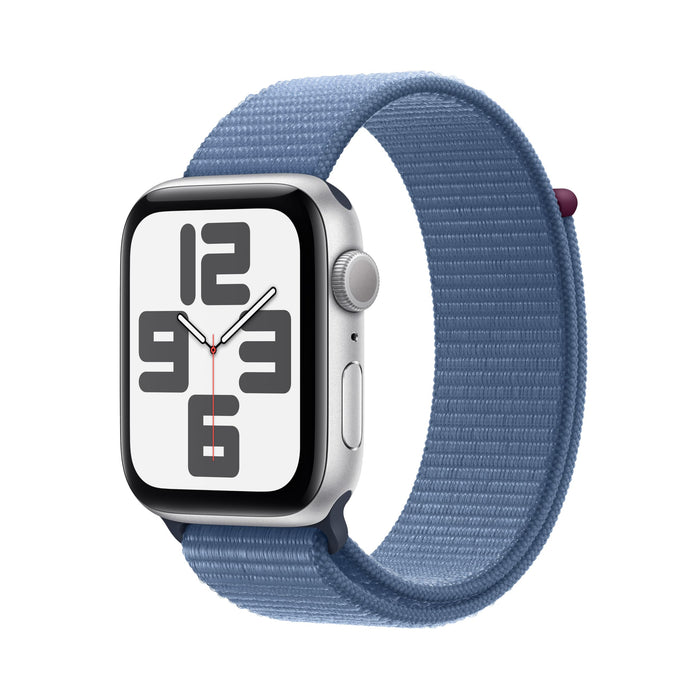 Apple Watch Se (Gps) - 2Nd Generation - 44 Mm - Silver Aluminium - Smart Watch With Sport Loop - Textile - Winter Blue -