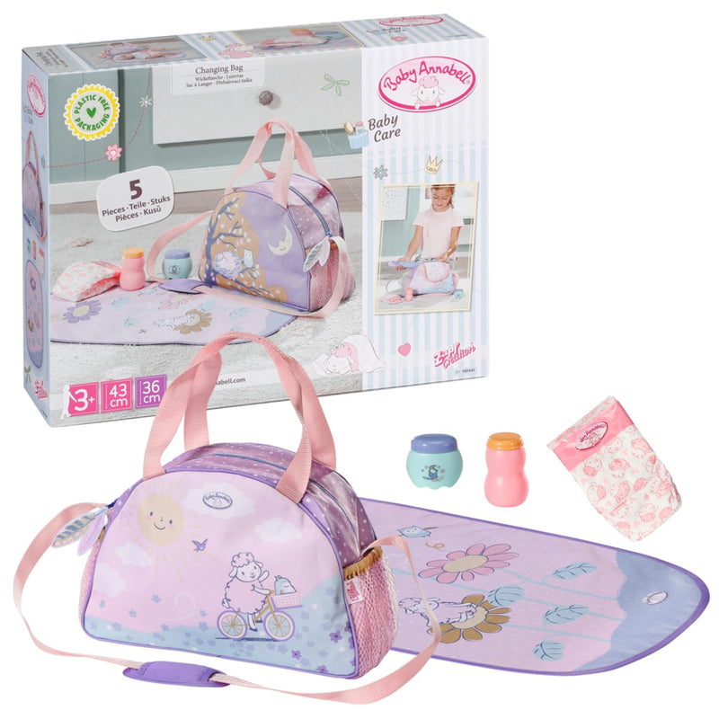 Baby Annabell Changing Bag 707432 - Storage Bag with Straps To Fit 36cm and 43cm Baby Annabell Essentials - Doll Not Included - Suitable for Kids From 3+ Years