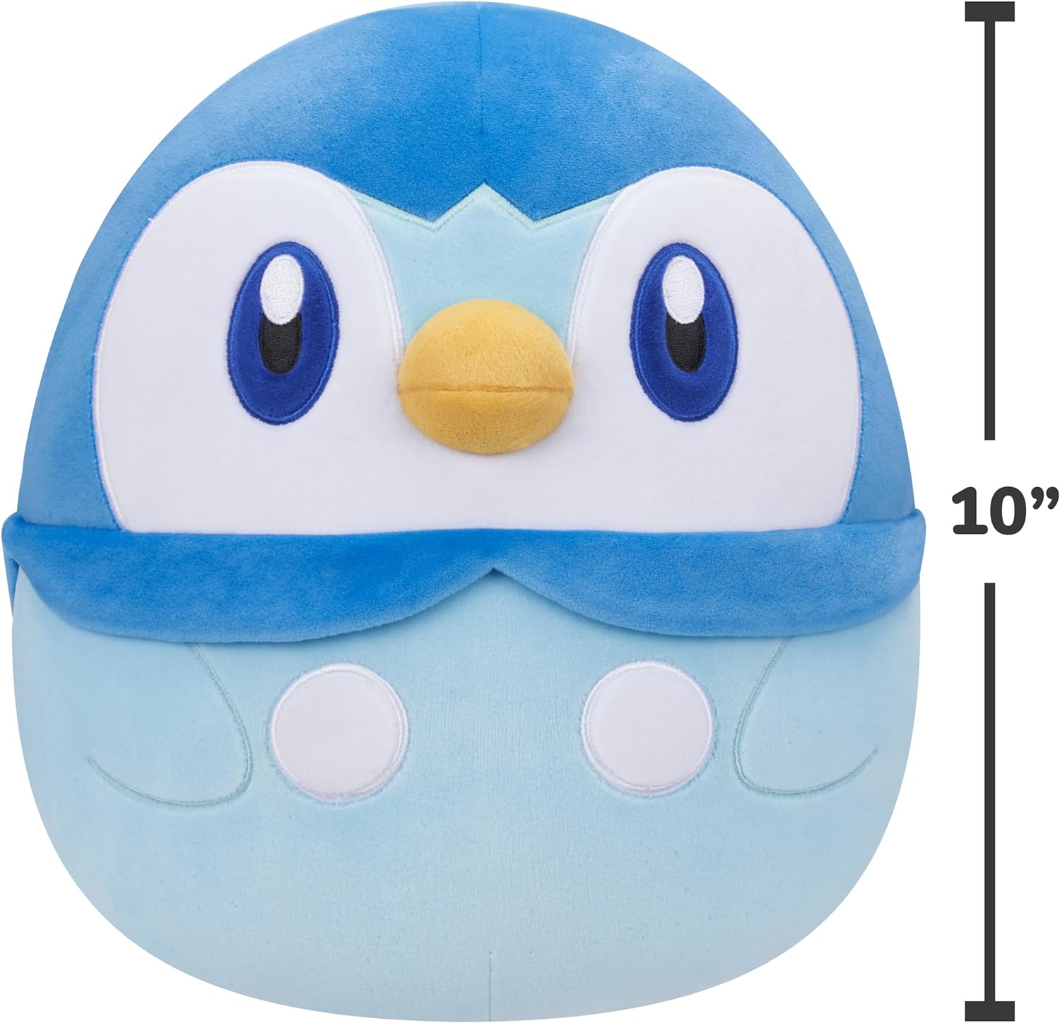 Jazwares SQPK00037 Squishmallows Pokémon 10-Inch Add Piplup to Your Squad, Ultrasoft Stuffed Animal Jumbo, Official Kelly Toy Plush, Black