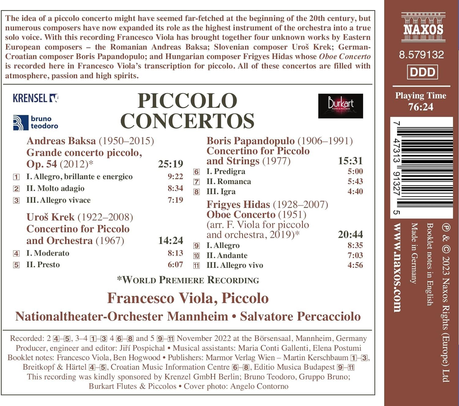 Baksa/Hidas/Krek/Papandopulo: Piccolo Concertos