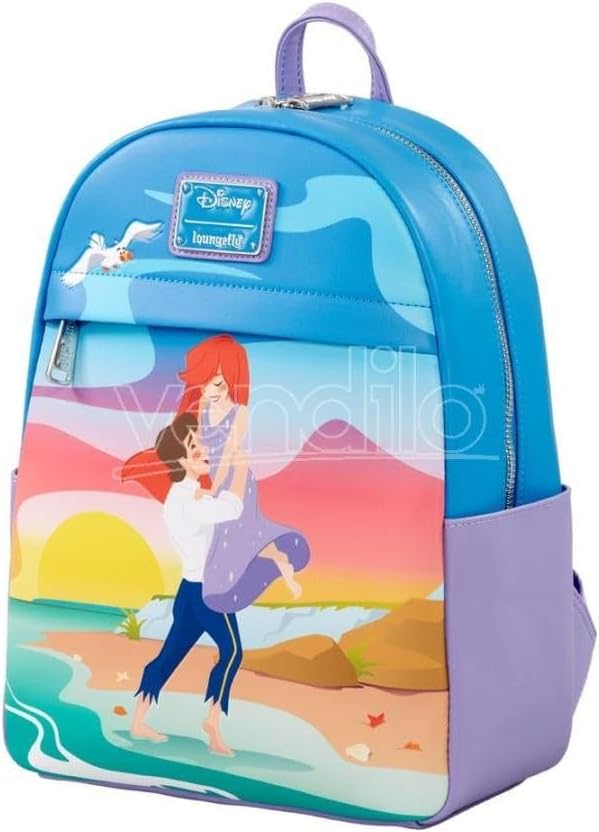 Loungefly! Leather: Disney Ariel Mermaid Sunset Hug Mini Backpack - Gift Idea - Official Merchandise - Mini Backpack for Kids & Adults