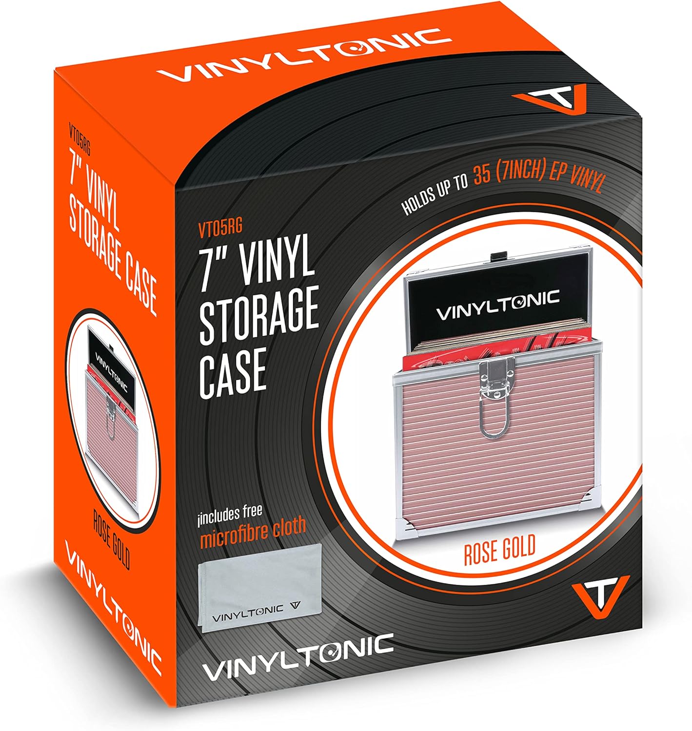Vinyl Tonic 7 Vinyl Storage Case With Cloth - Rose Gold