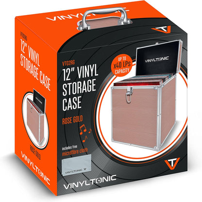 Vinyl Tonic 12 Rose Gold Lp Storage Case Microfibre Cloth