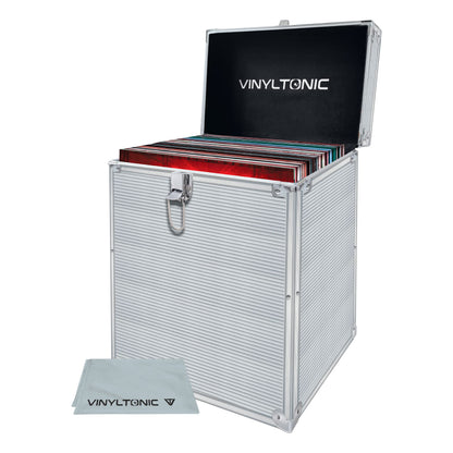Vinyl Tonic 12`` Silver LP Storage Case With Microfibre Cloth