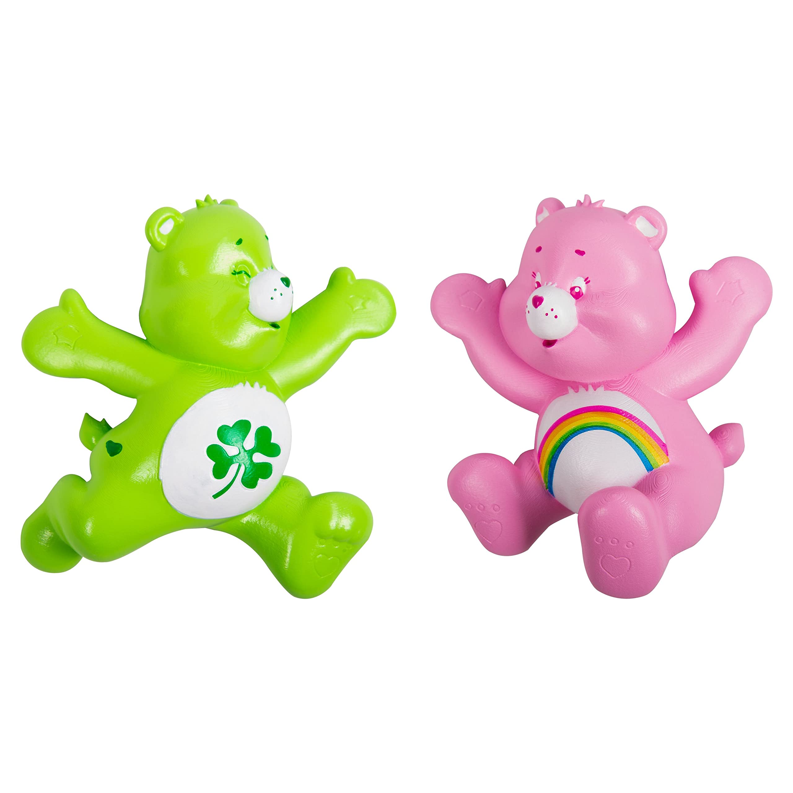 Care Bears Comic Ons™. Collectible Figurines with Vinyl Stickers. 2 Wall Mountable 3D Figures with Re-Usable Gel Pad Stickers. Features Good Luck & Cheer Bear. Official Care Bears Merchandise.