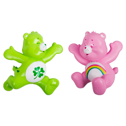 Care Bears Comic Ons™. Collectible Figurines with Vinyl Stickers. 2 Wall Mountable 3D Figures with Re-Usable Gel Pad Stickers. Features Good Luck & Cheer Bear. Official Care Bears Merchandise.