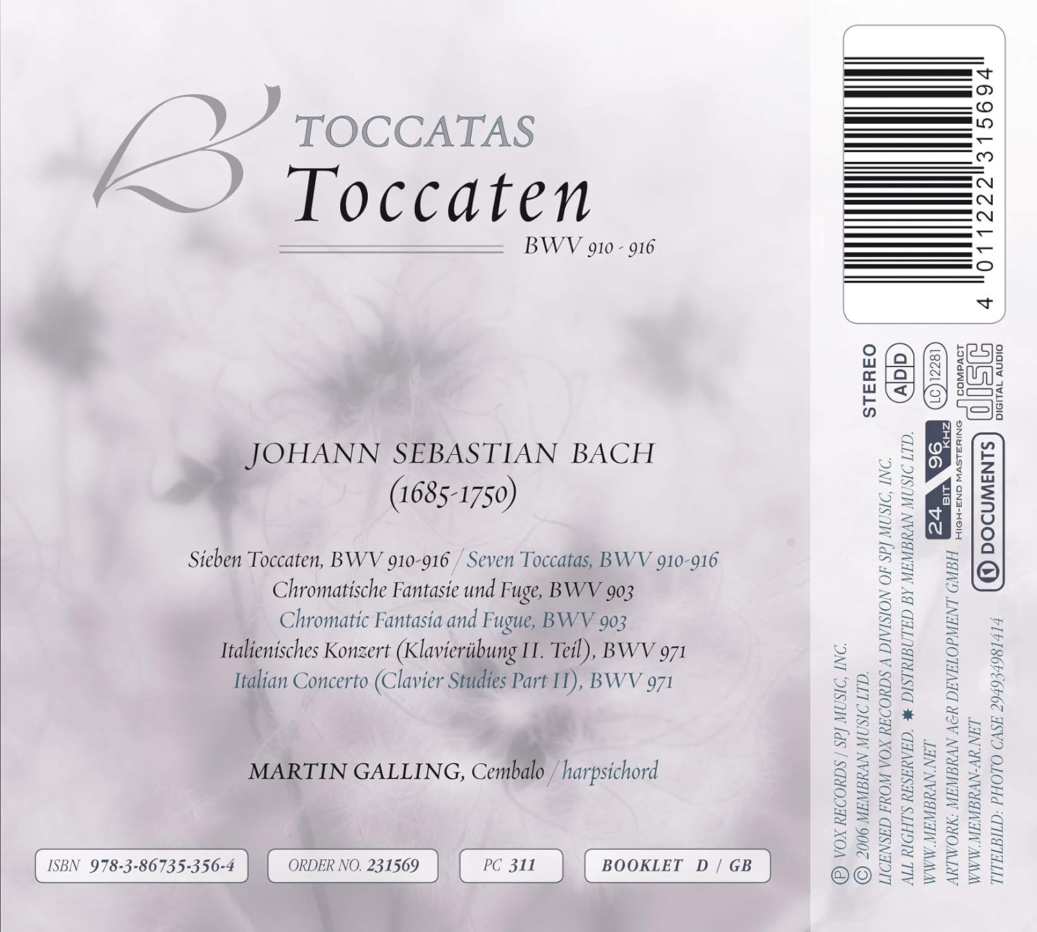 Bach: Toccaten Bwv 910-916