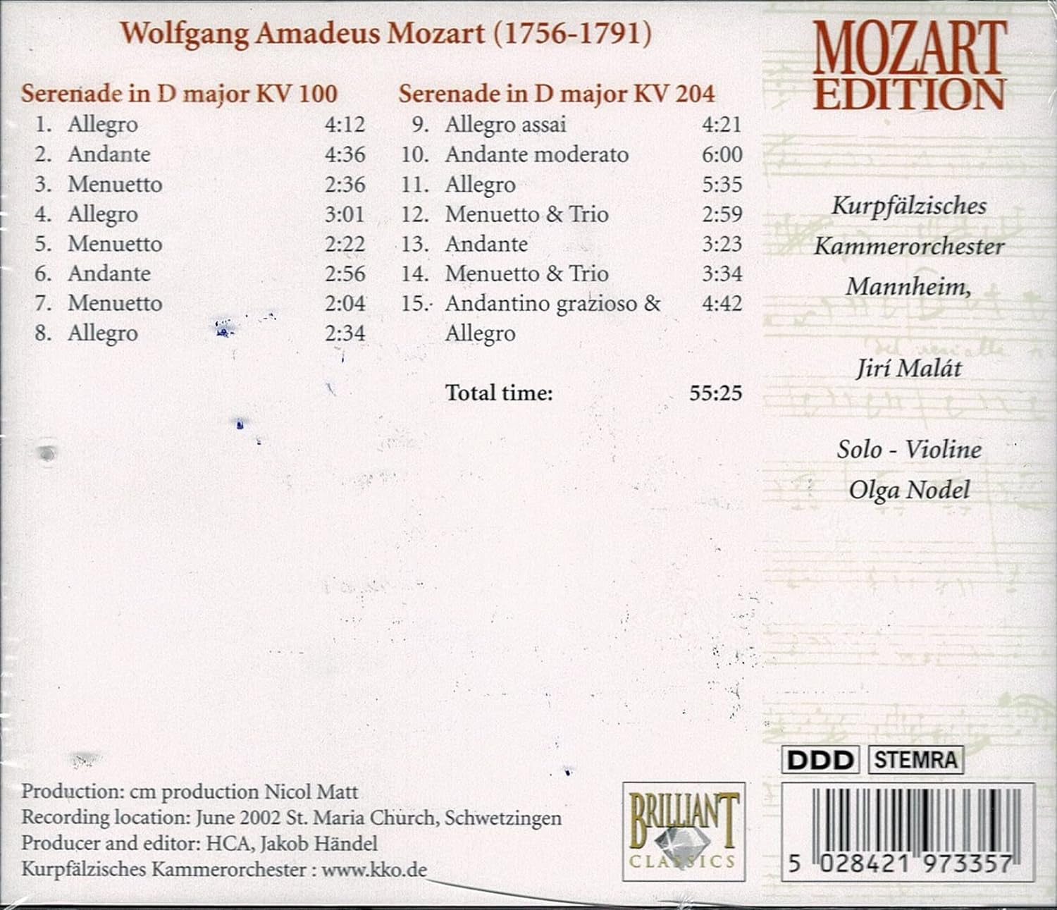Mozart Serendes KV 100-204