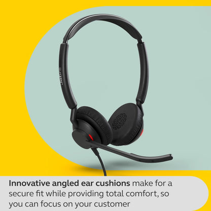 Jabra Engage 50 II Wired Stereo Headset with Noise-Cancelling 3-Mic Technology and USB-A Cable, Ultra-Lightweight - Works with All Leading Unified Communications Platforms such as Zoom & Unify - Black