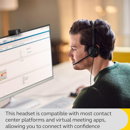 Jabra Engage 50 II Wired Stereo Headset with Noise-Cancelling 3-Mic Technology and USB-A Cable, Ultra-Lightweight - Works with All Leading Unified Communications Platforms such as Zoom & Unify - Black