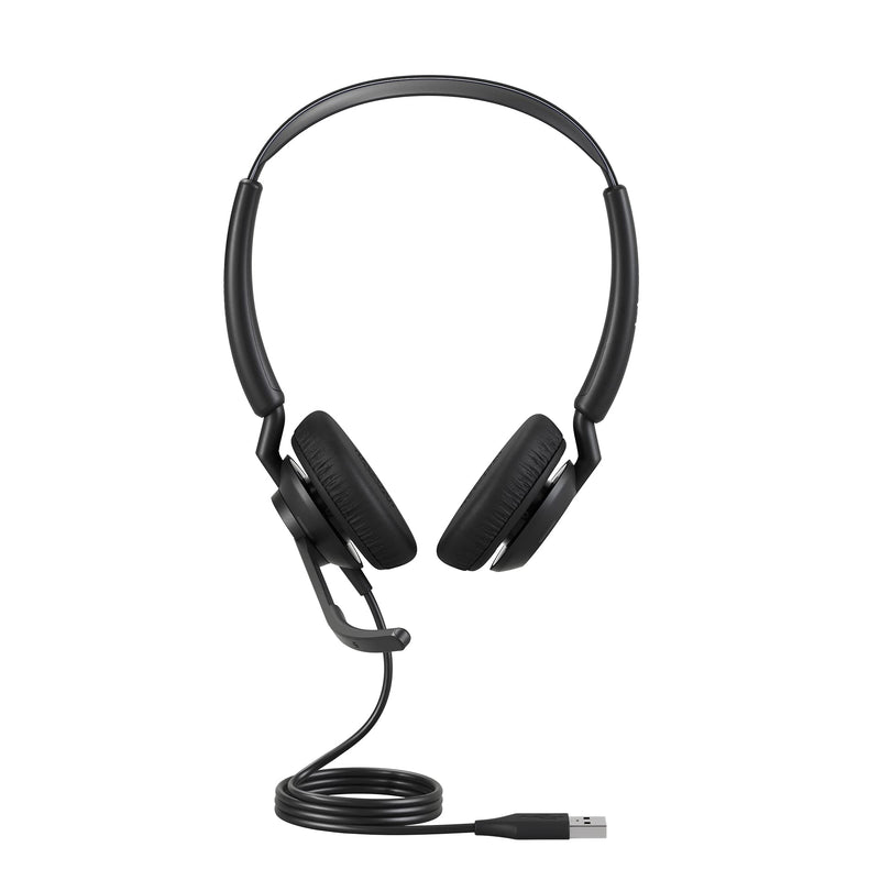 Jabra Engage 50 II Wired Stereo Headset with Noise-Cancelling 3-Mic Technology and USB-A Cable, Ultra-Lightweight - Works with All Leading Unified Communications Platforms such as Zoom & Unify - Black