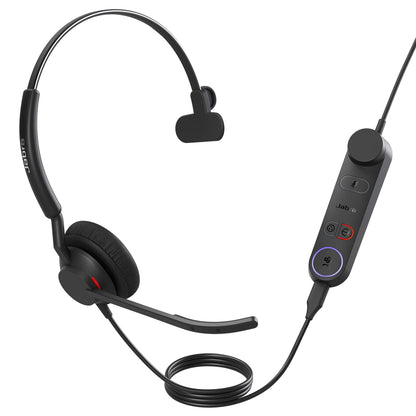 Jabra Engage 50 II Wired Mono Headset with Link Call Control, Noise-Cancelling 3-Mic Technology, Ultra-Lightweight Design and USB-A Cable - MS Teams Certified, Works with All Other Platforms - Black M