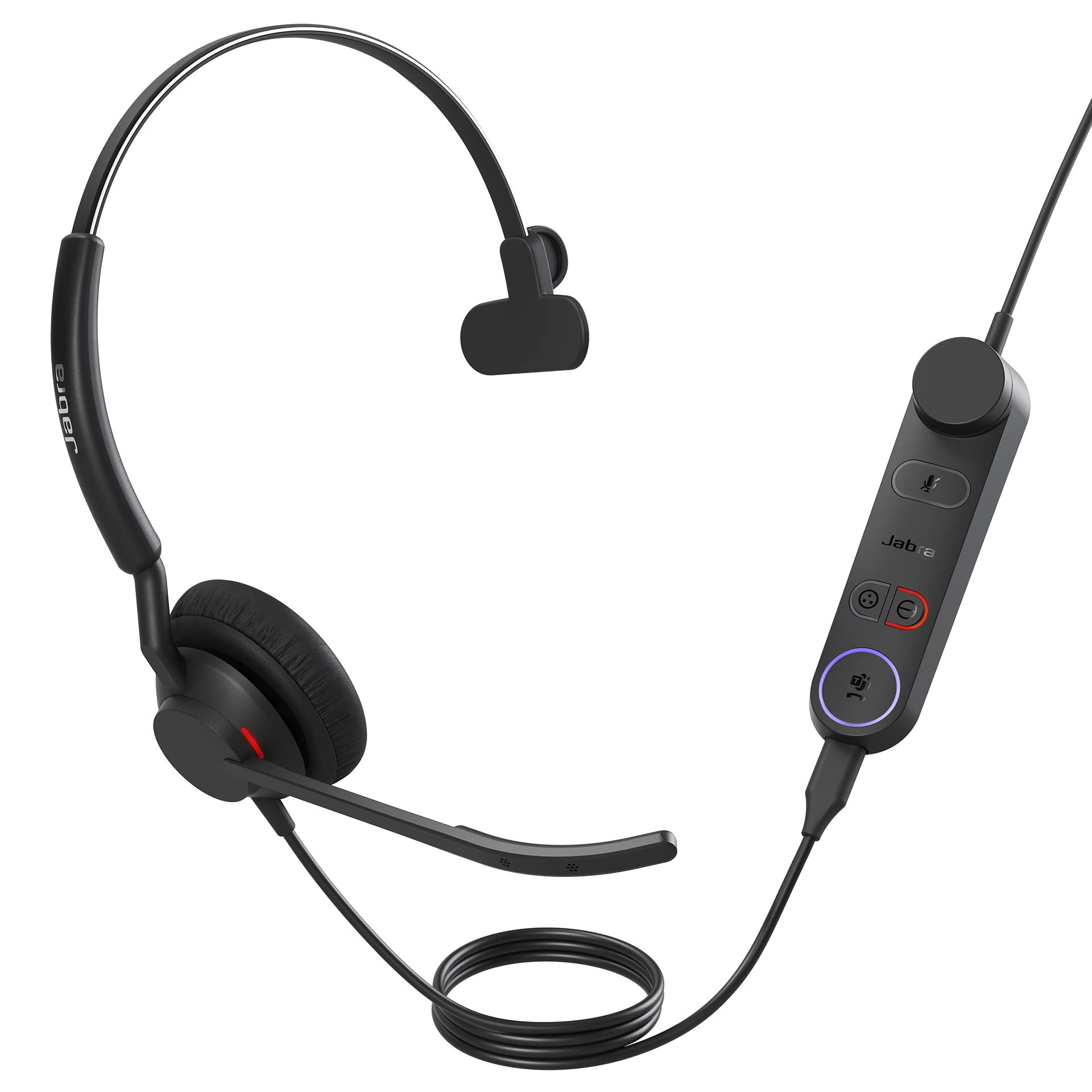 Jabra Engage 50 II Wired Mono Headset with Link Call Control, Noise-Cancelling 3-Mic Technology, Ultra-Lightweight Design and USB-C Cable - MS Teams Certified, Works with All Other Platforms - Black M