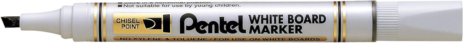 Pentel mw86-a rotuladores para pizarra blanca punta cuadrada media tinta, color negro Lote de 12