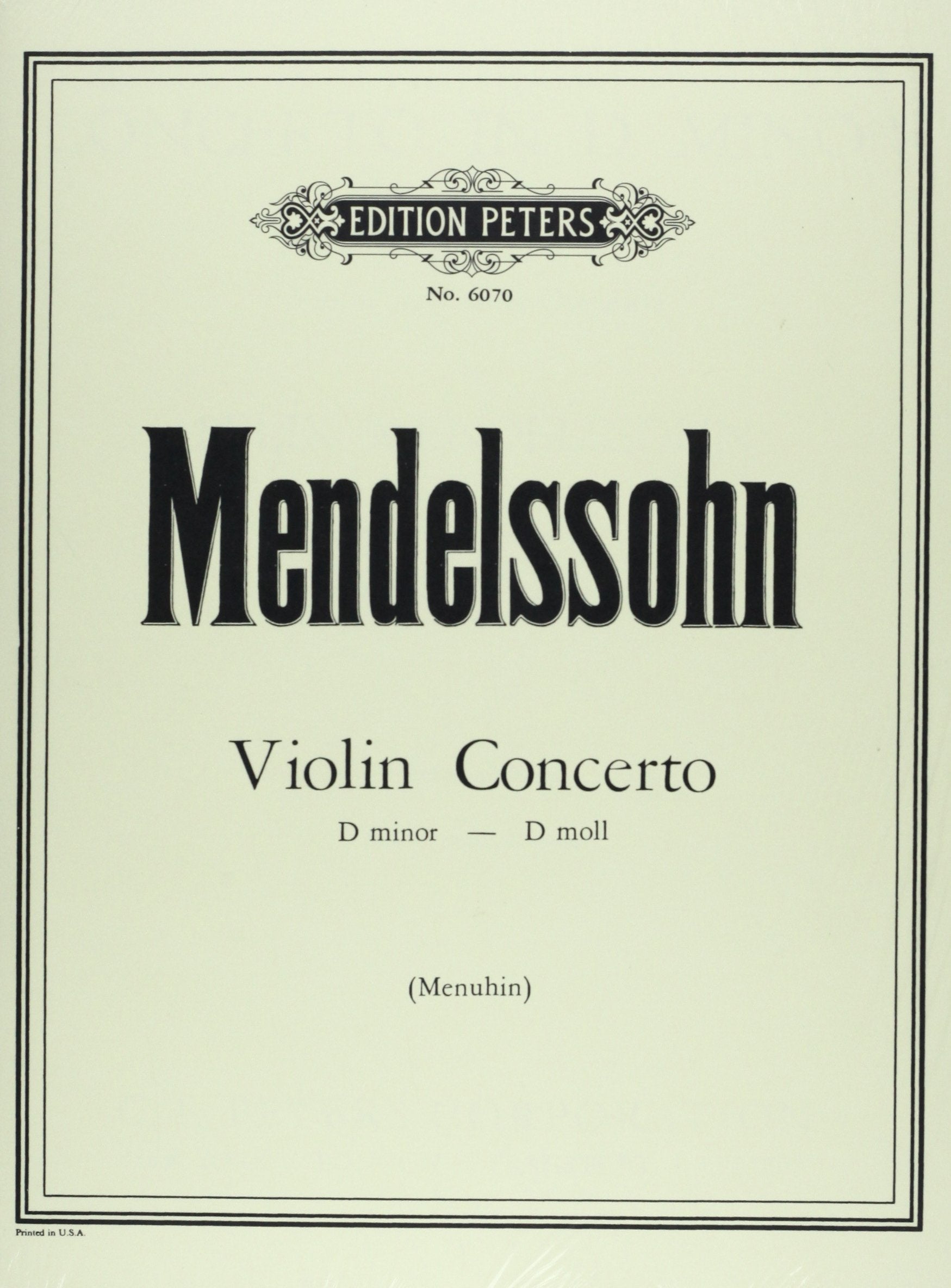 Violin Concerto in D minor MWV O3 (Edition for Violin and Piano)