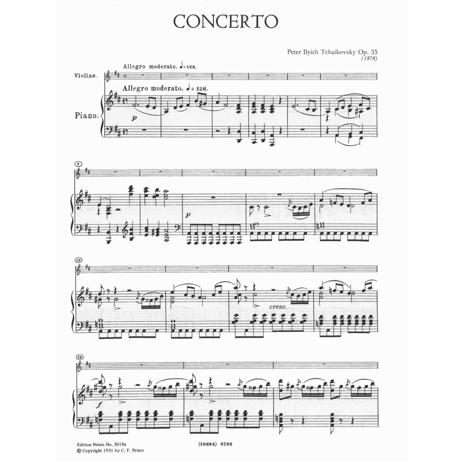 Violin Concerto In D Op 35
