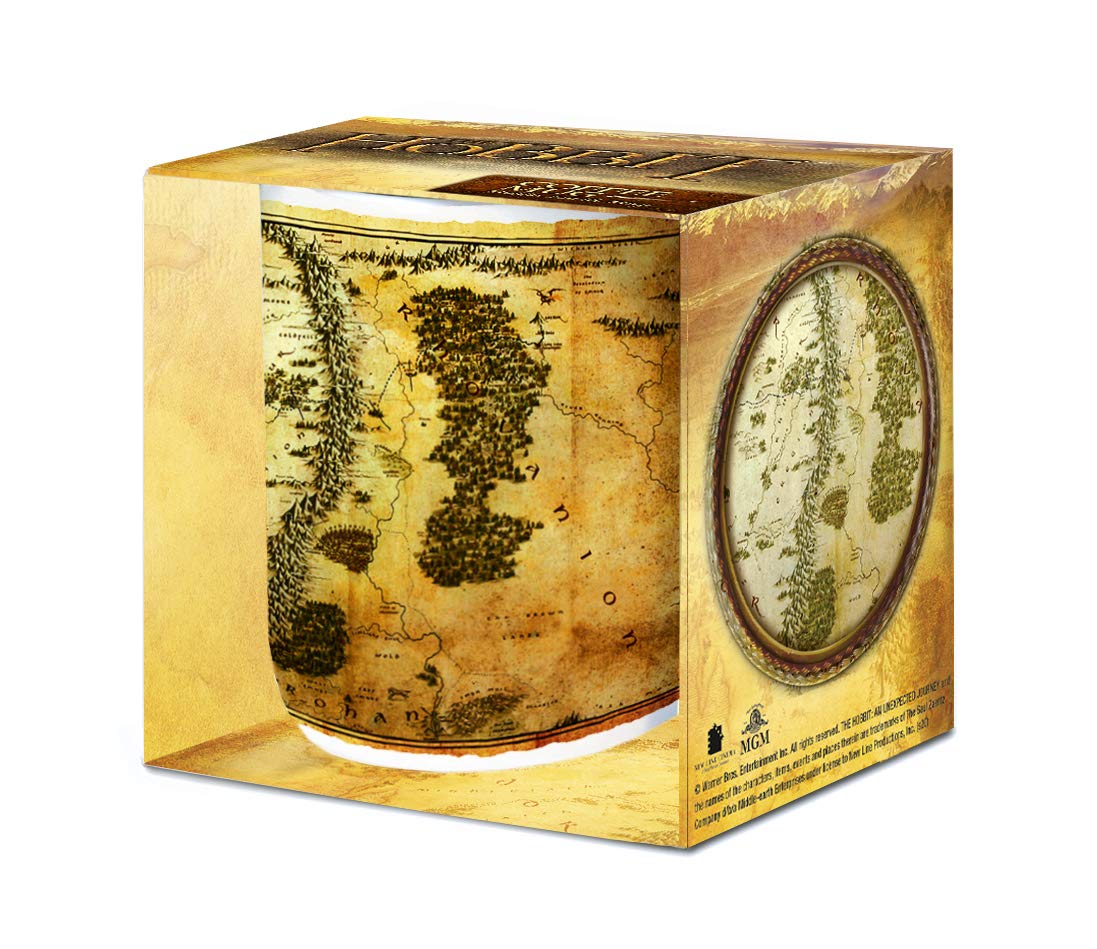 LOGOSHIRT - The Hobbit - Middle Earth - Map - Boxed Coffee Mug - Multicoloured - Licensed Original Design