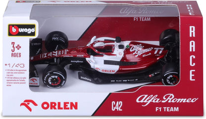 Bburago B18-38067B Formula 1 ALFA Romeo F1 Team ORLEN C42 (2022) BOTTAS 1:43 Scale Die-Cast Collectible Race Car, Assorted Colours