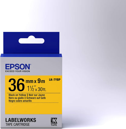 Epson C53S657005 LabelWorks LK-7YBP - Black on yellow - Roll (3.6 cm x 9 m) 1 roll(s) label tape - for LabelWorks LW-1000P LW-900P LW-Z900FK - (Consumables > Labels