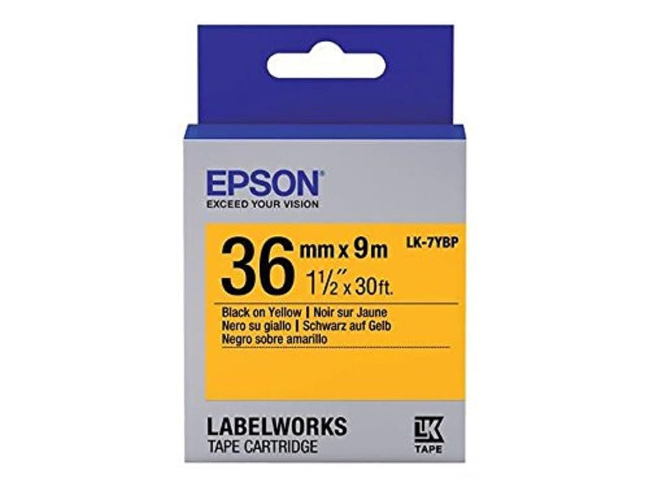 Epson C53S657005 LabelWorks LK-7YBP - Black on yellow - Roll (3.6 cm x 9 m) 1 roll(s) label tape - for LabelWorks LW-1000P LW-900P LW-Z900FK - (Consumables > Labels